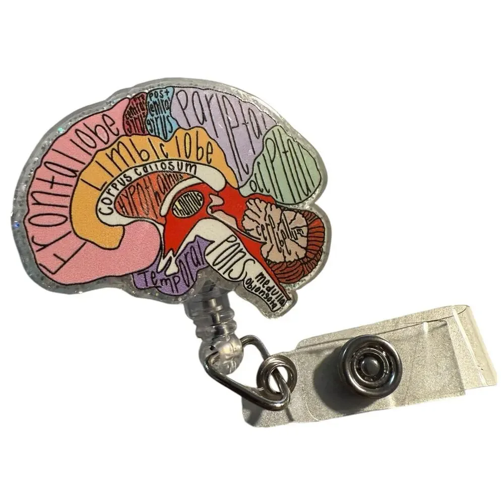 Anatomical Brain Retractable ID Badge Reel, Neurologist, Nurse, Neurology, NWT